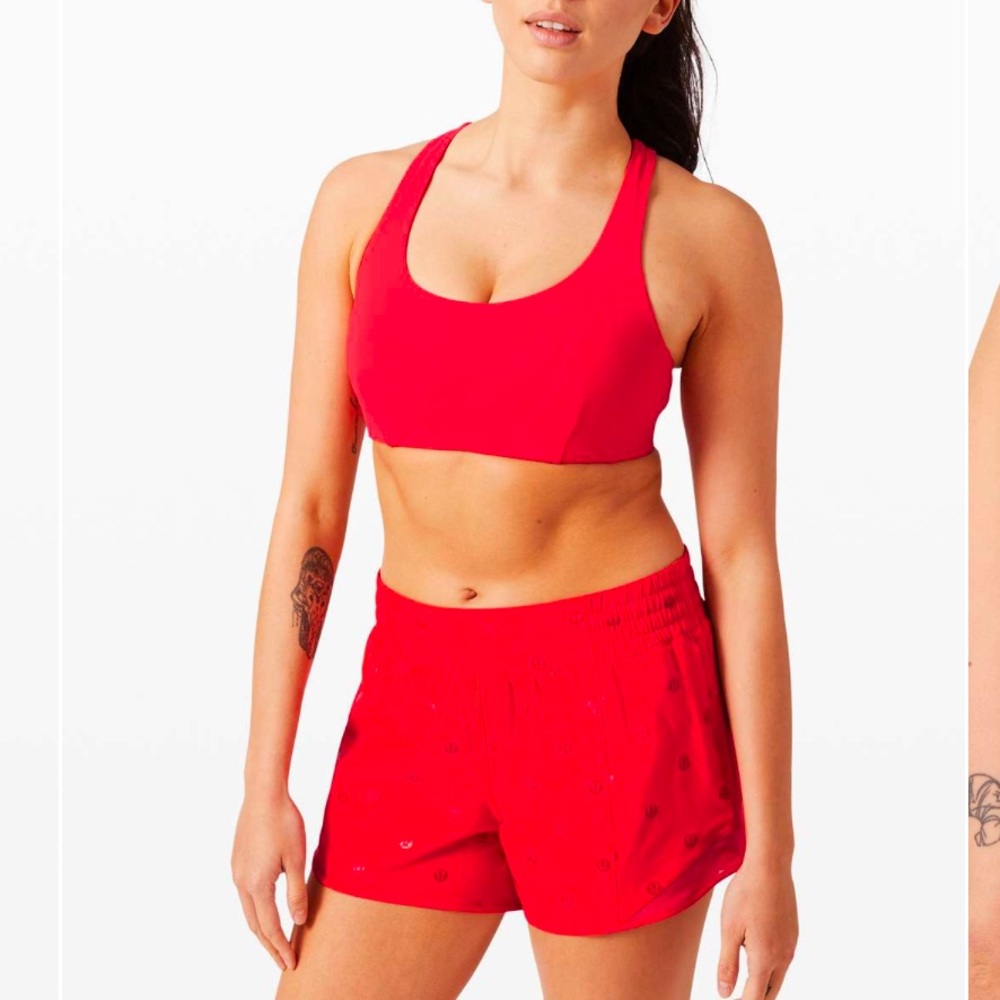 lululemon athletica Red Scoop-Neck Racerback Sports Bra